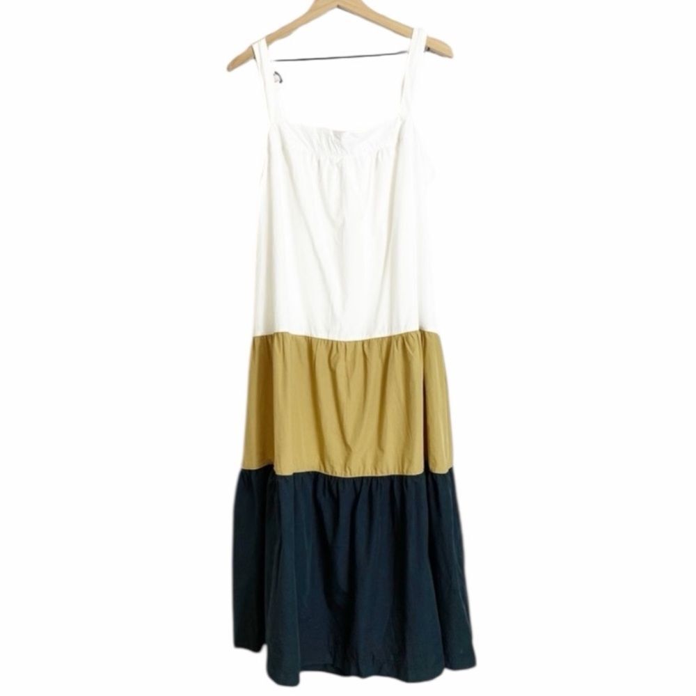Anthropologie Maeve Ashleigh Colorblock Tiered Midi Dress Cotton M - Picture 2 of 11